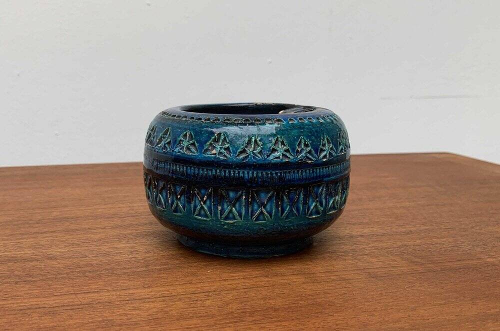 Vintage Italian Ashtray Rimini Blue in Ceramic by Aldo Londi for Bitossi