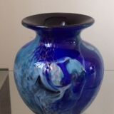 Vase Biot J M Operto verre multicouches vintage