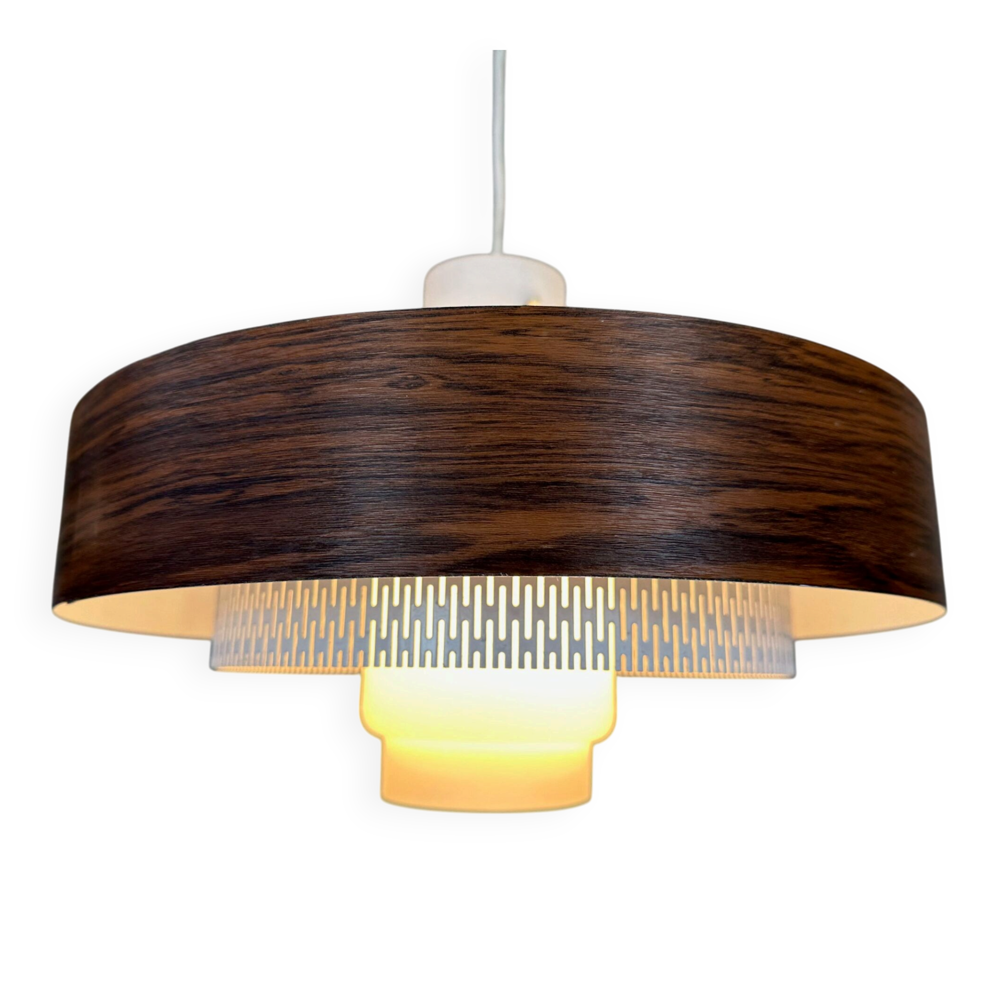 Vintage pendant lamp – metal and opaline