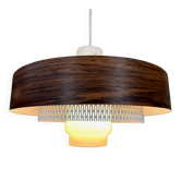 Lampe suspendue vintage – métal et opaline