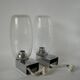 Pair of designer wall lights in blown glass and chrome by inda circa 1960-1970