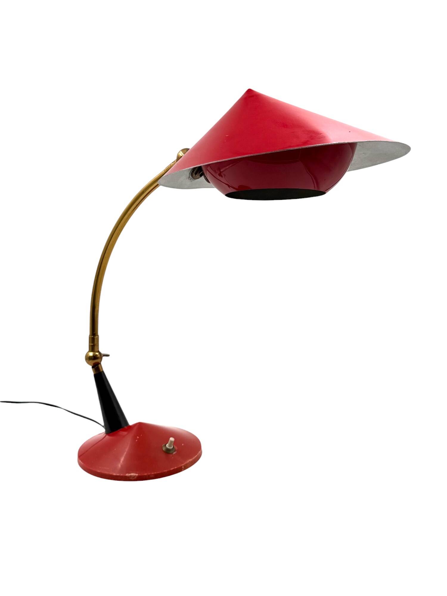 Mid century red desk Lamp, Stilux Milan Italy 1960 ca.