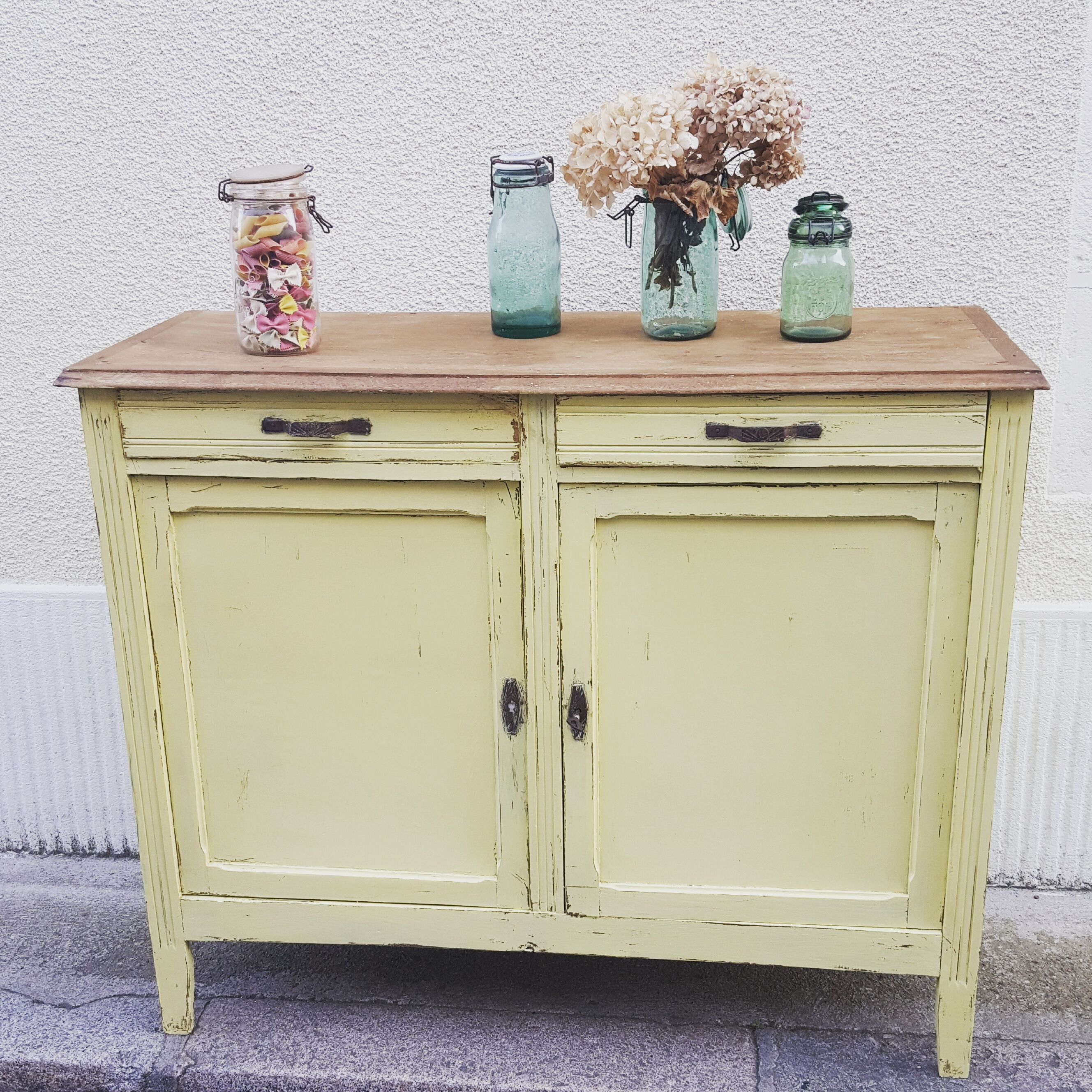Parisian buffet patina yellow pastel