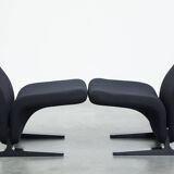 Set of 2 black vintage design armchairs