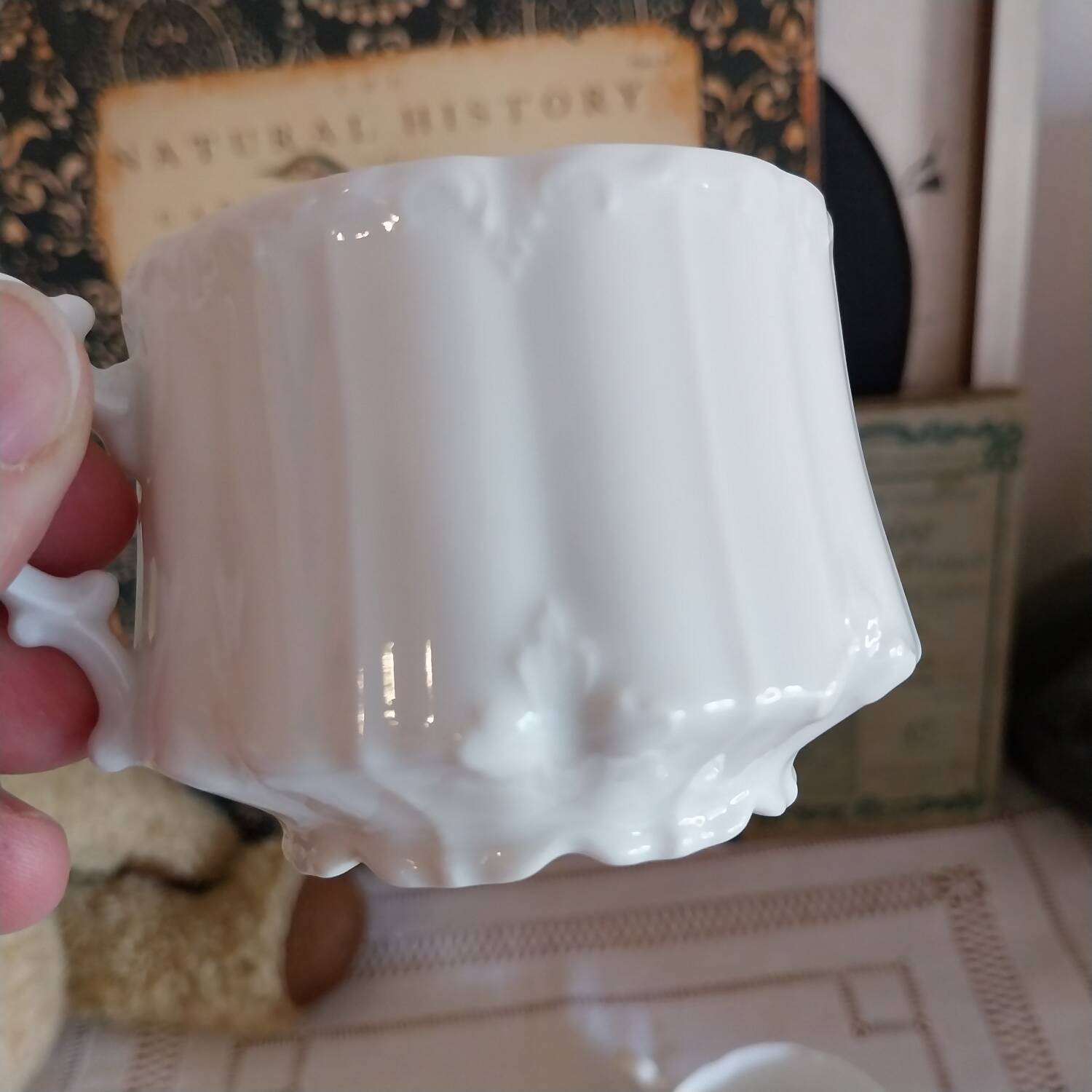 Antique white art nouveau porcelain cups