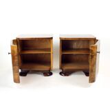 Minimalistic Art Deco Bedside Tables In Walnut Veneer, Czechoslovakia 1930s