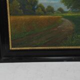 Tableau peinture du XIXe "paysage d'été"