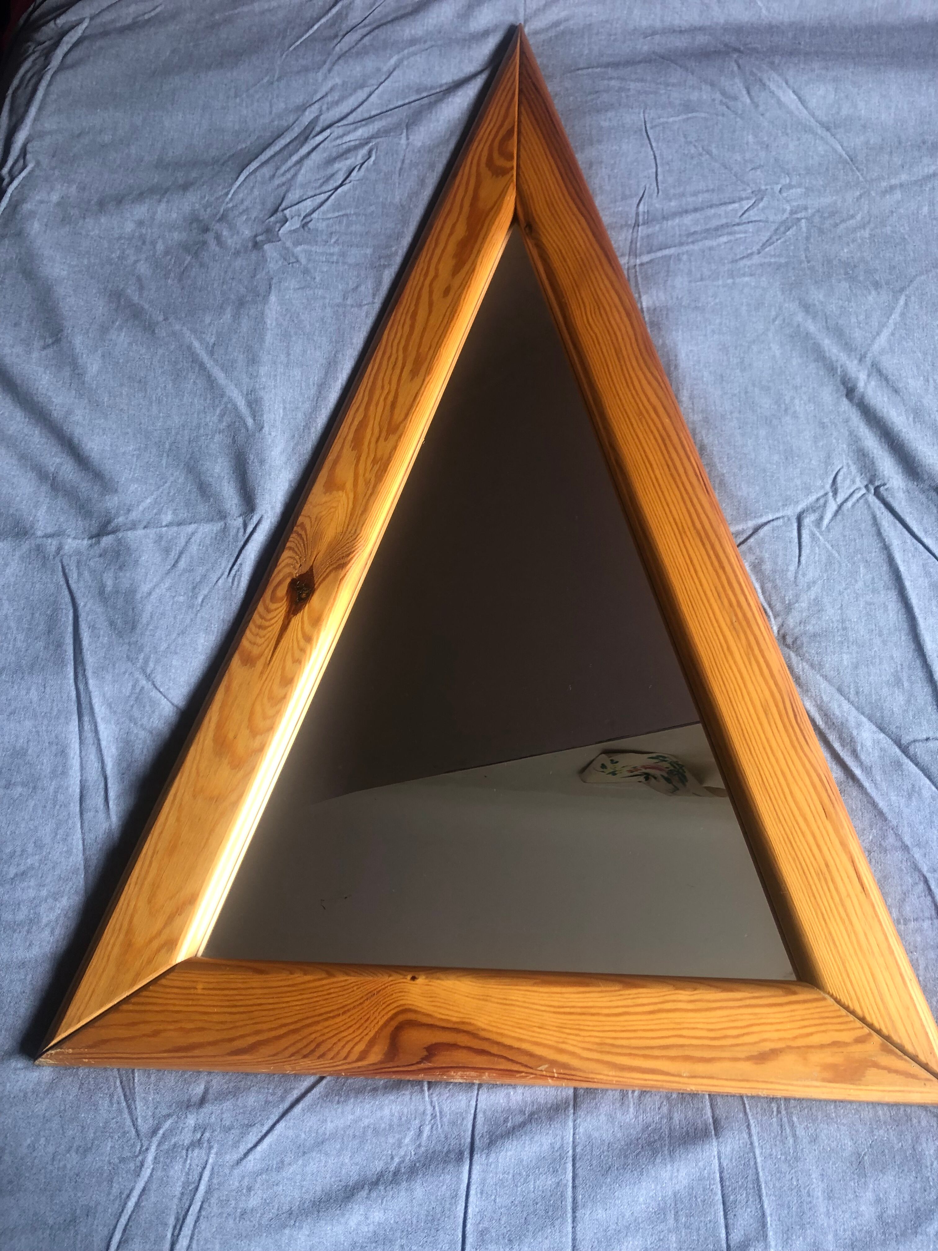 Triangular mirror 80s vintage 57x95cm