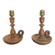 Pair of turned wooden lamp bases from the 60s