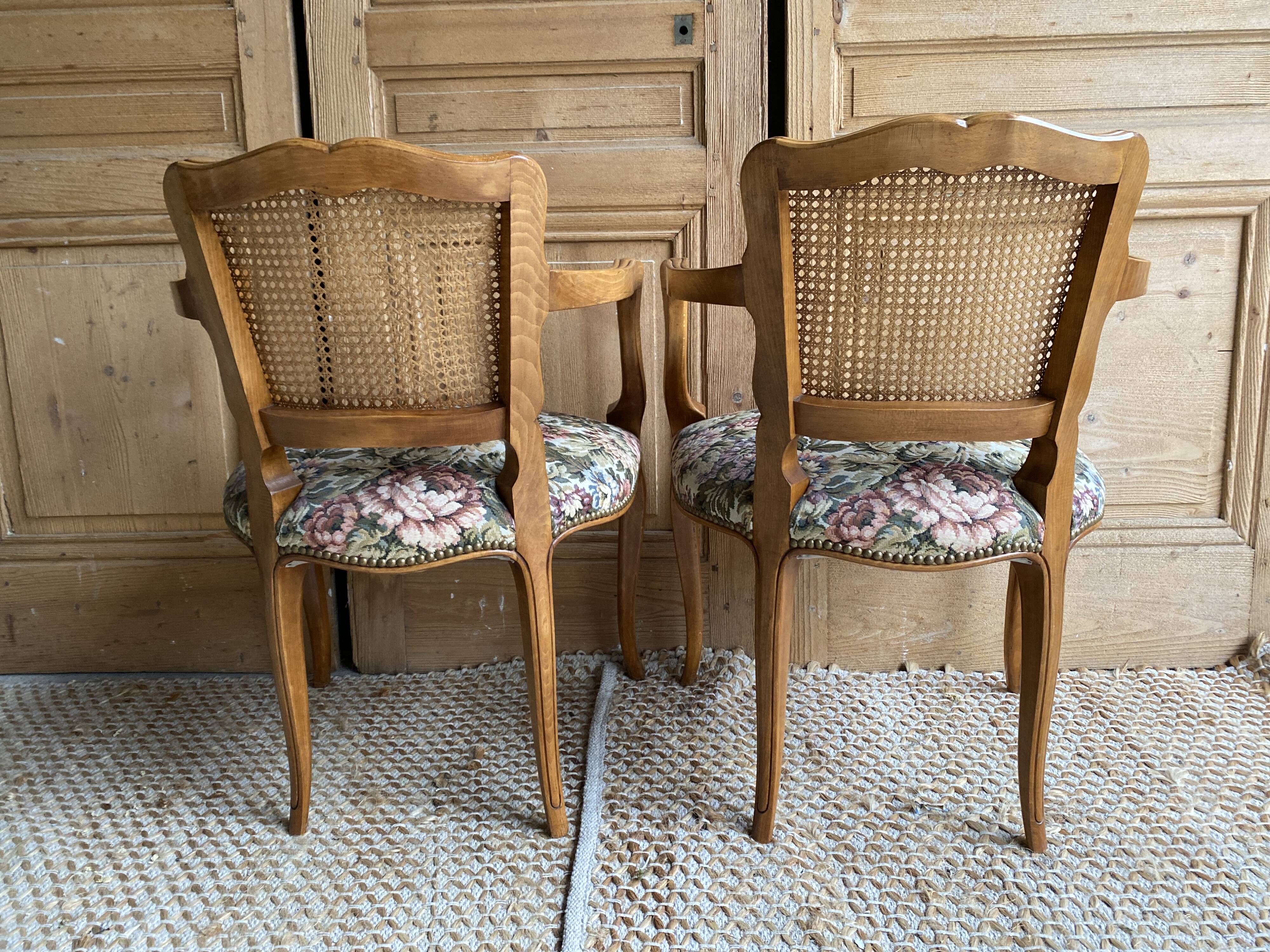 Pair of armchairs canes style louis XV