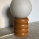 Scandinavian wooden lamp and white opaline circa 1970