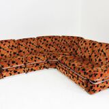 Vintage Italian Modular Sofa orange velvet 1970s