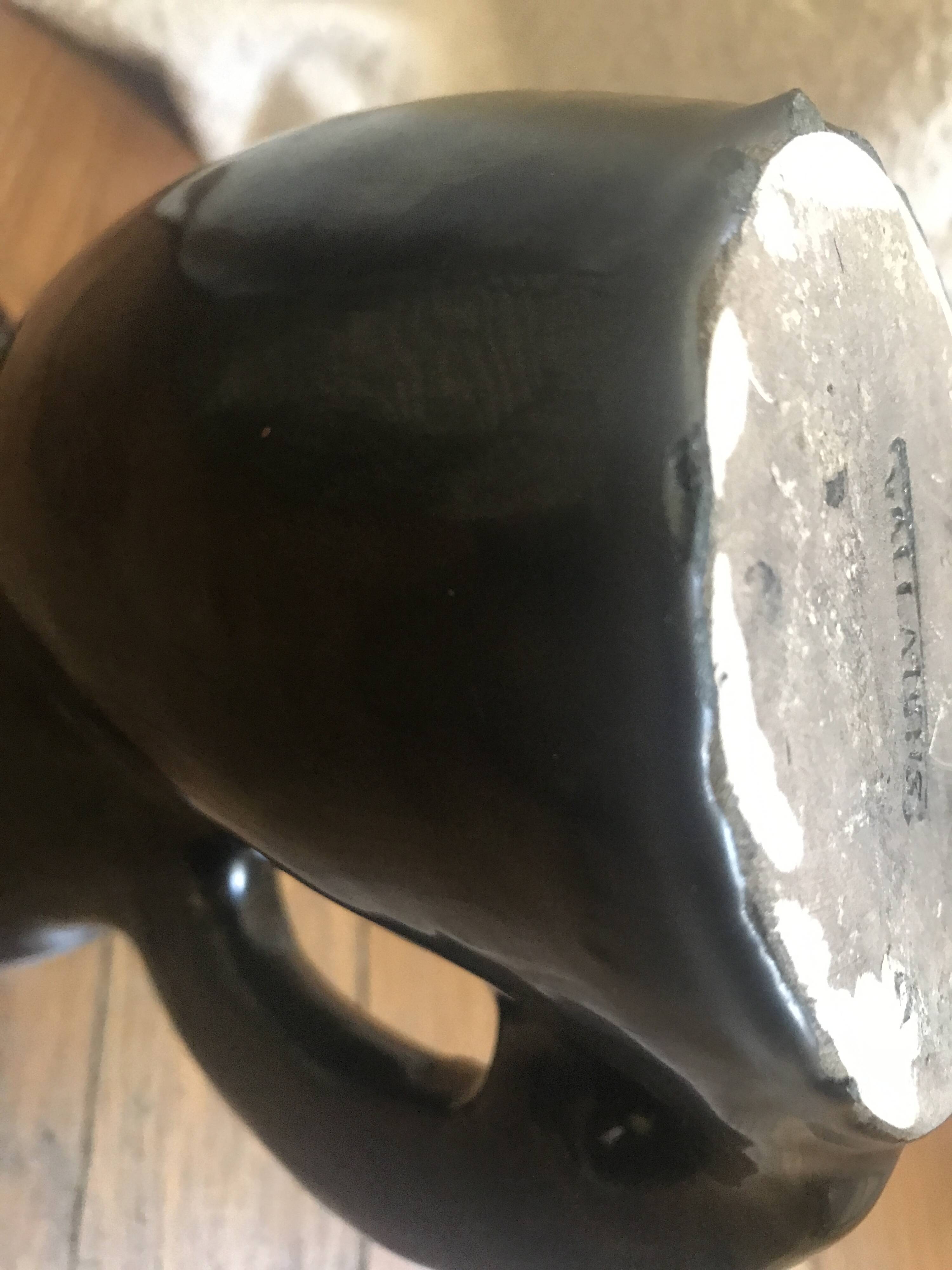 Matte black Vallauris ceramic pitcher