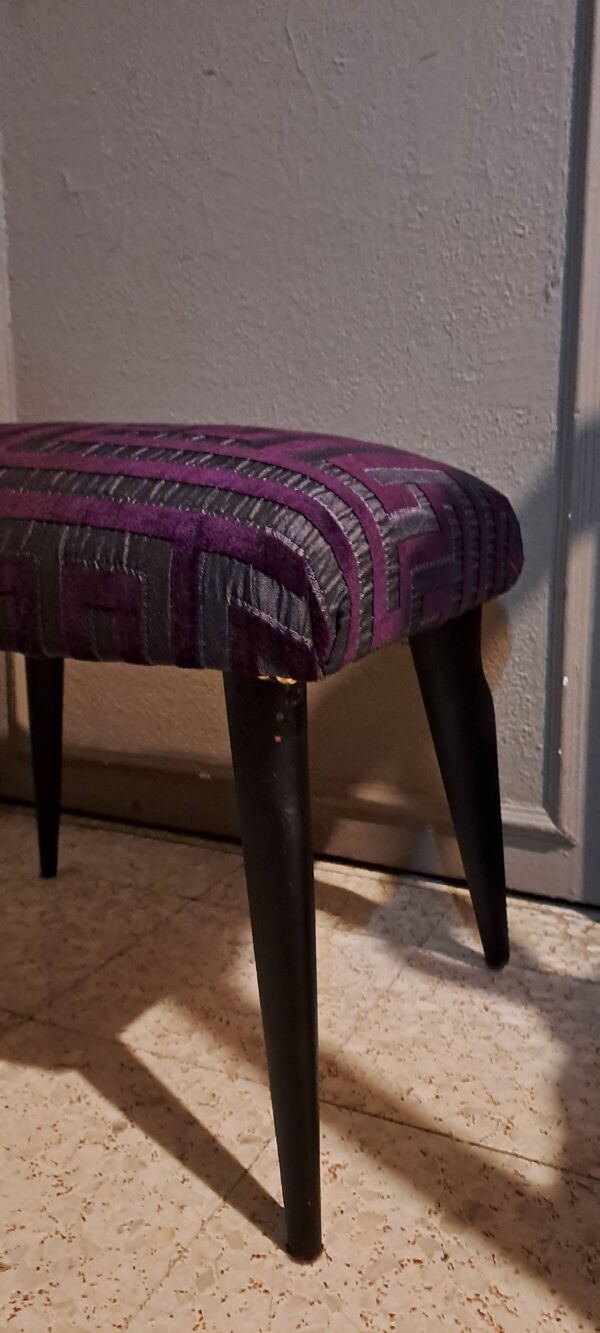 Tabouret repose pied bois restauration tapissière XX meuble d'appoint