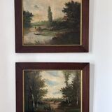 Paire de tableaux anciens classiques