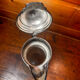 Beautiful moulded glass carafe jug, silver-plated mount, vintage.