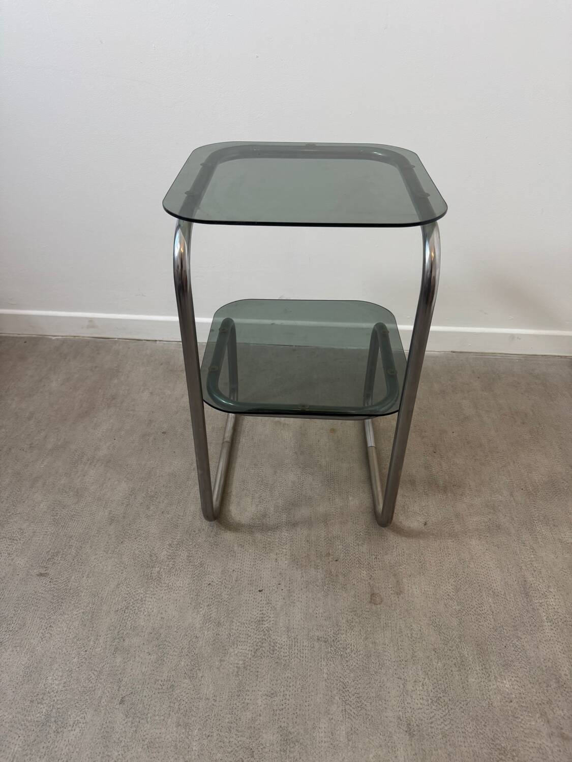 Smoked glass side table - bedside table.