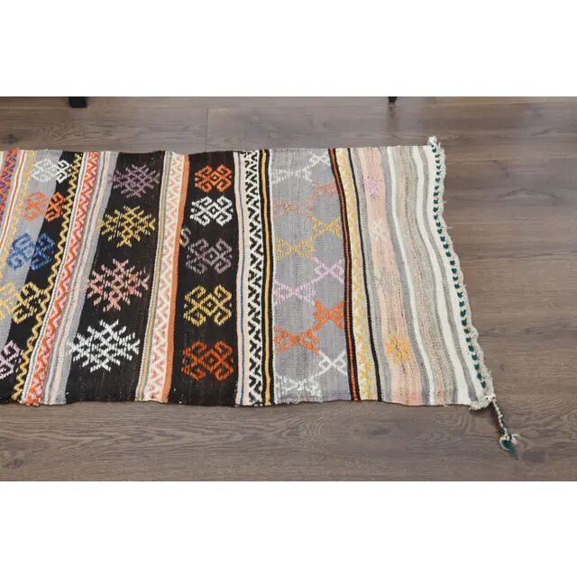 1970s Vintage Turkish Oushak Handmade Wool Cotton Beige Runner Rug 63x237