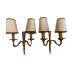 Pair of golden metal candlestick wall lamps