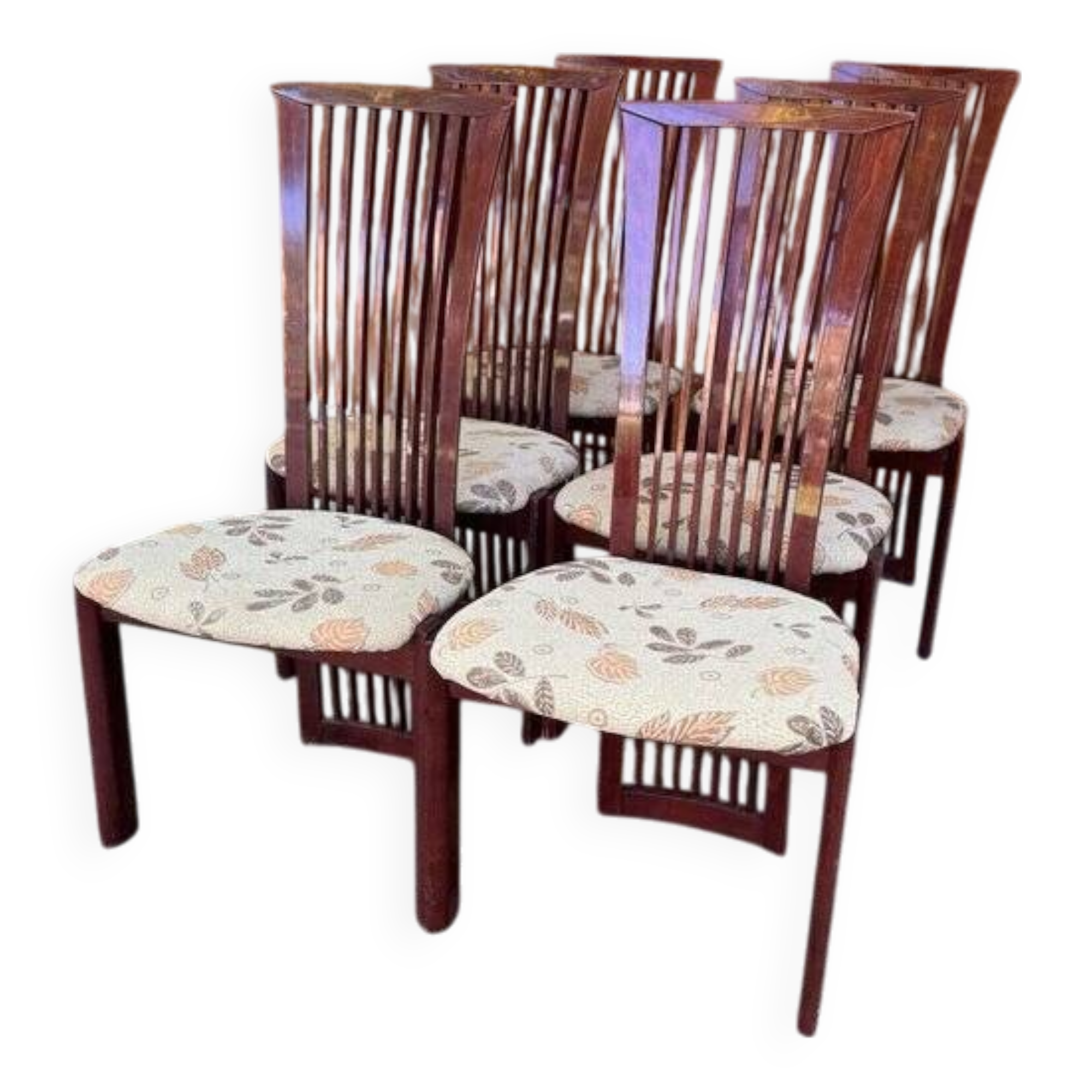 Lacquer and fabric dining chairs by Pietro Costantini, 1980, set of 6