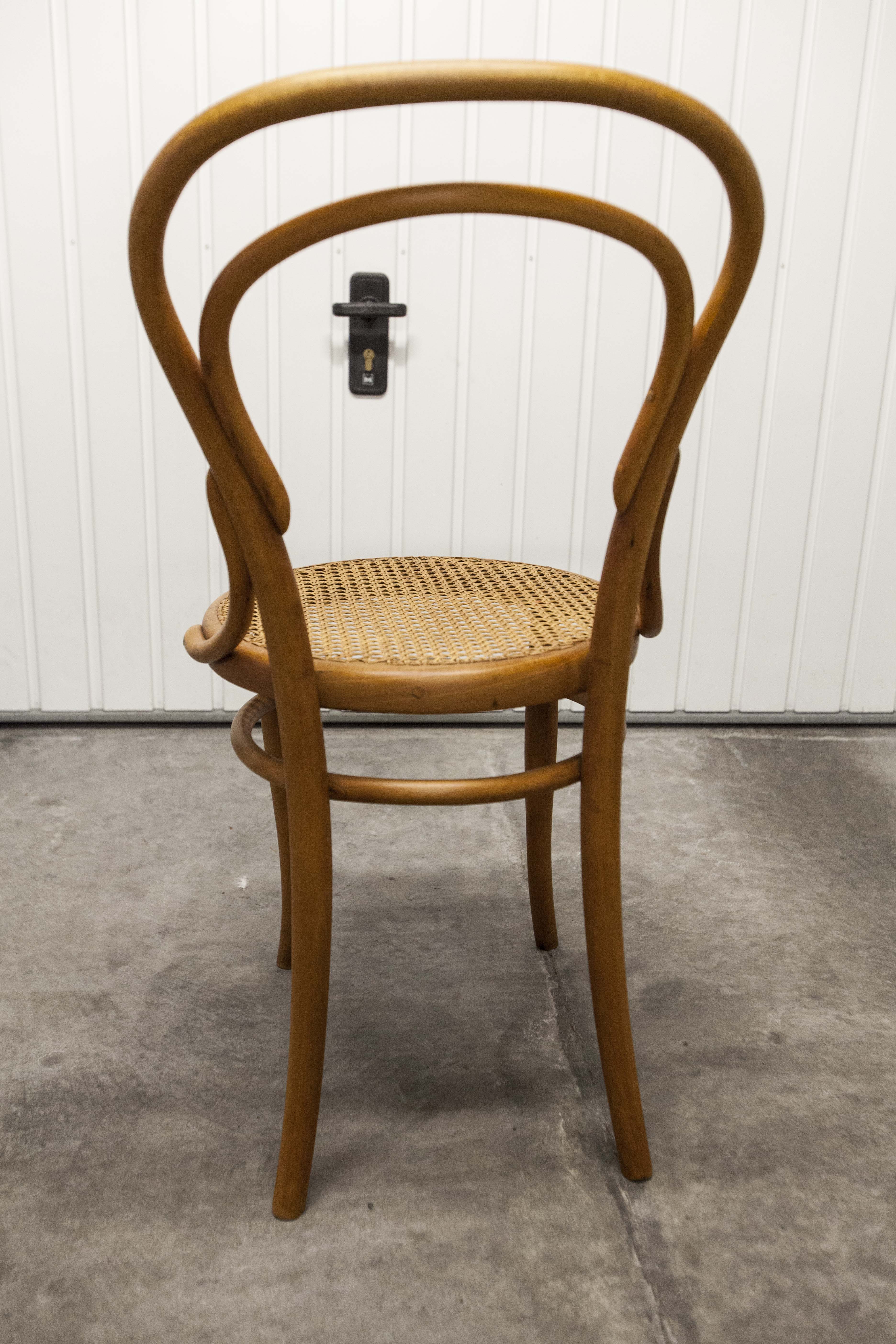 Chaise bistrot bois courbé 1980 cannage miel