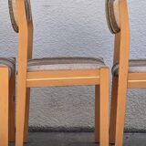 Suite of 4 chairs self beech brass and wool 1960