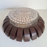 Glass and wood ceiling light