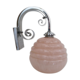 Applique globe opaline rose marbré