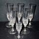 Baccarat series of 6 antique champagne flutes in diamond cut crystal organ stops 19th century.