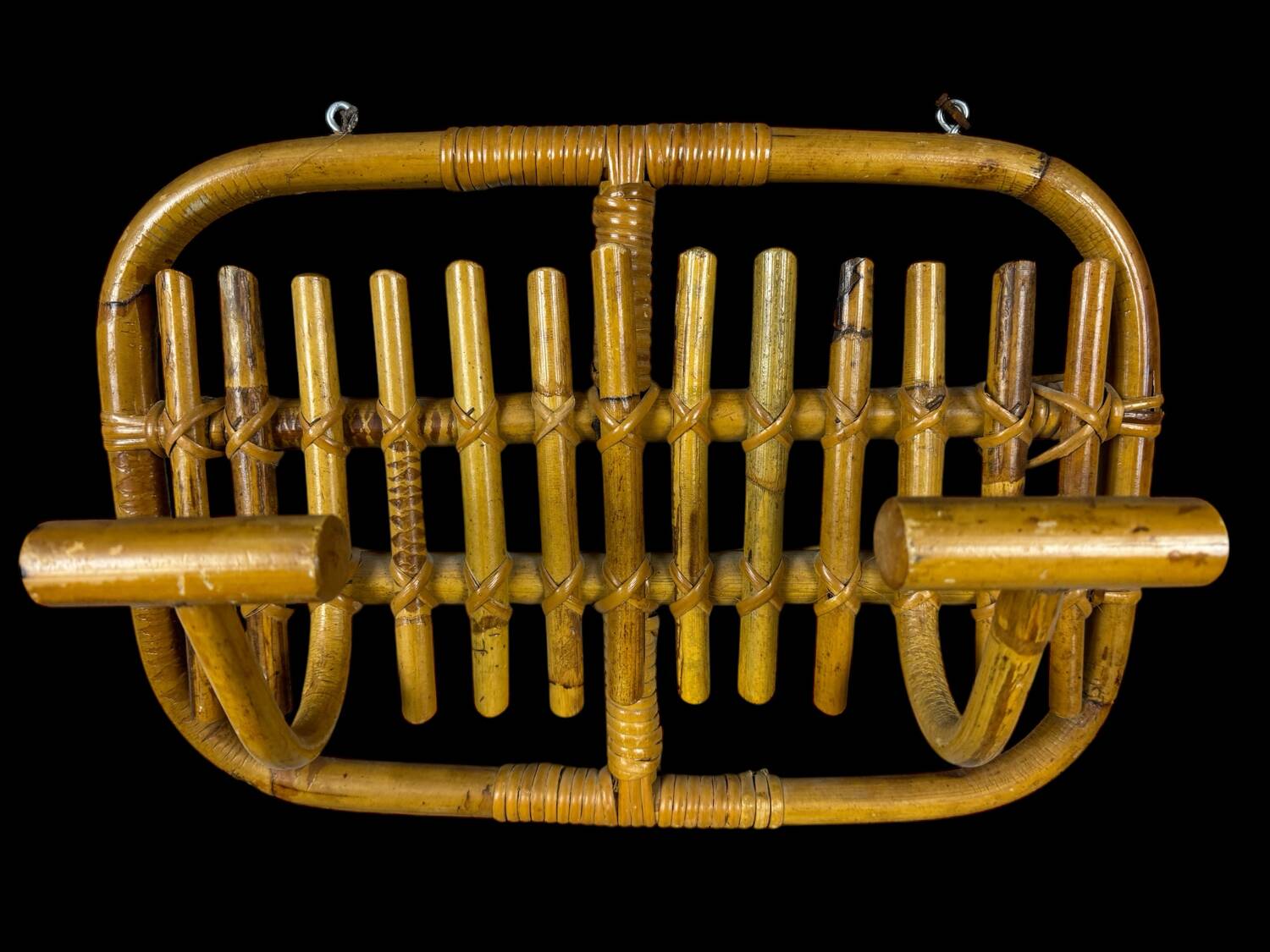 60s Rattan Coat Rack Italy Olaf Von Bohr Style