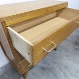 3-drawer chest with splayed legs, 1960s, honey color