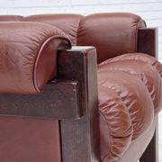 1970s, Scandinavian armchair, furniture leather, dark beech wood.