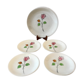 Dessert service flowers Made in France 50s