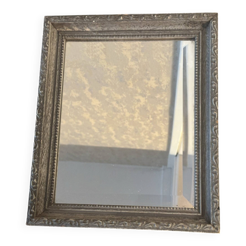 Antique bevelled mirror – Moulded wooden frame in anthracite 30/25 cm