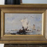 Bazil (20th century) oil on panel 'French boats setting out to sea'