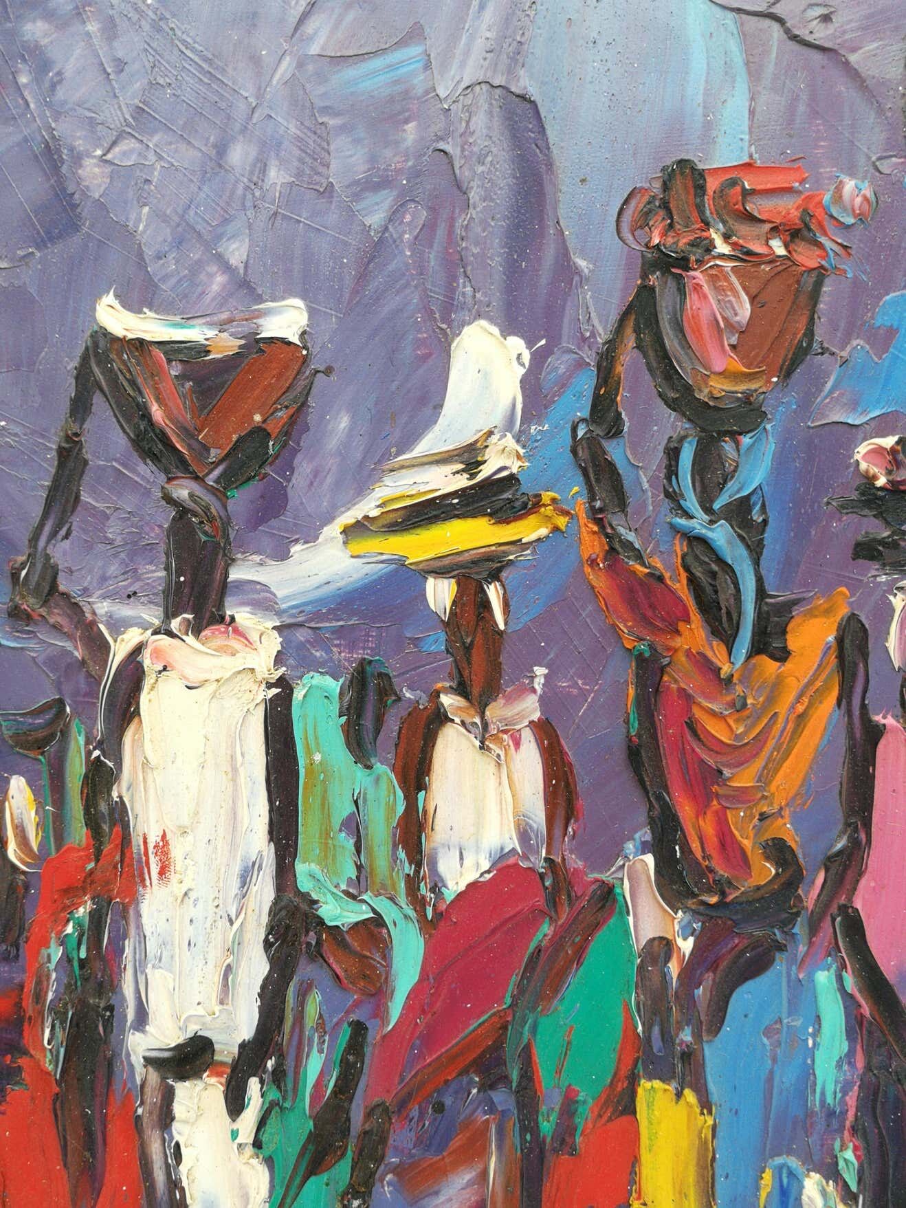 Women carrying burdens on their heads by Louis Koyongonda, 1950