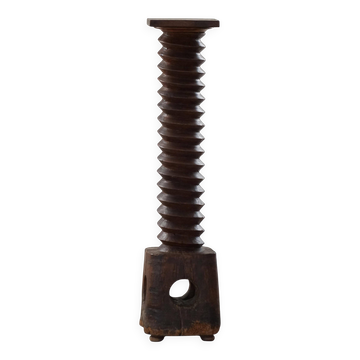 19th-century sculptural French wine press in solid wood / pedestal