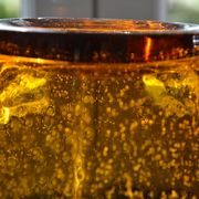 Large vase signed Biot in amber colour.