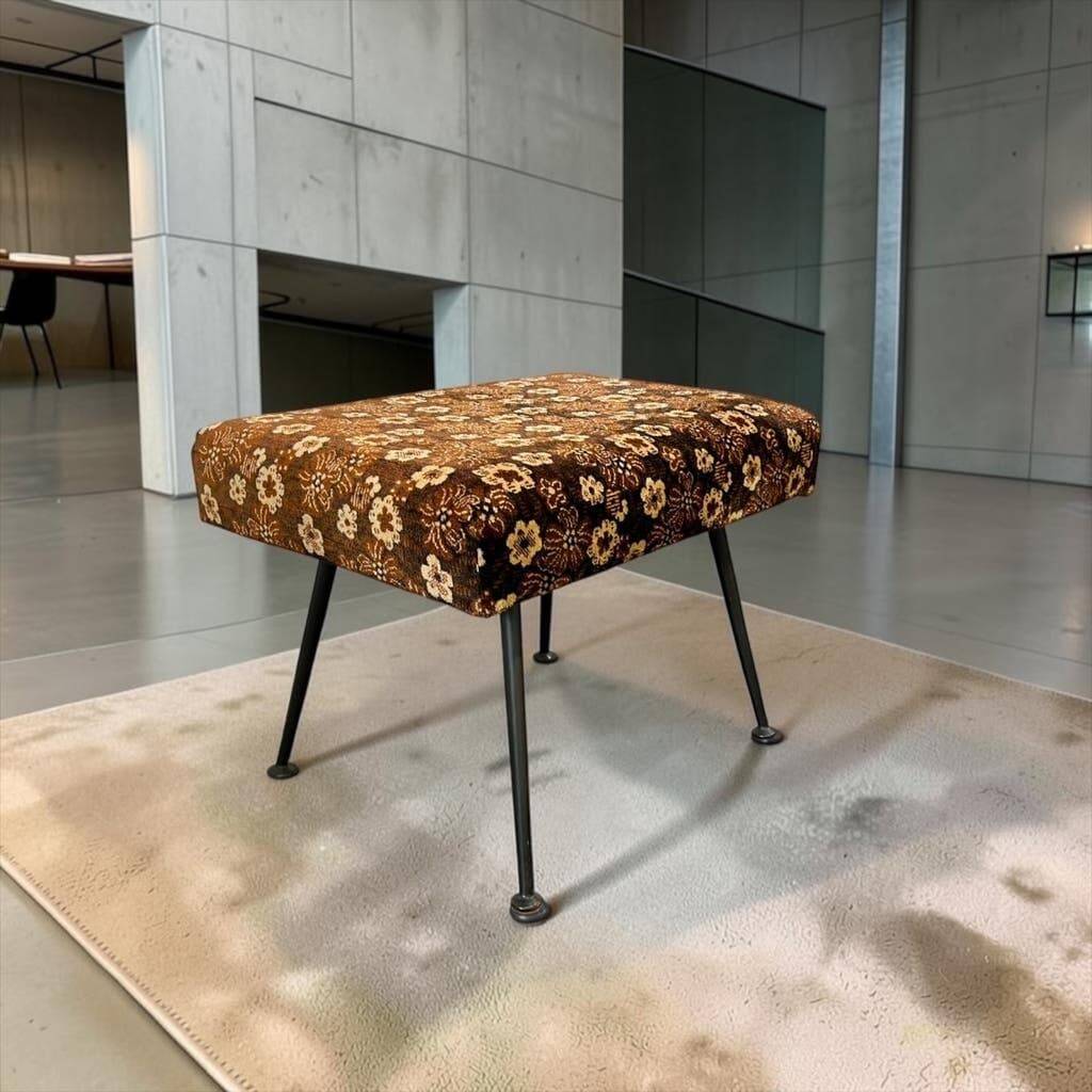Pouf fleuri vintage / tabouret pliant / petite échelle