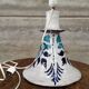terracotta lamp with vintage floral decor 1950