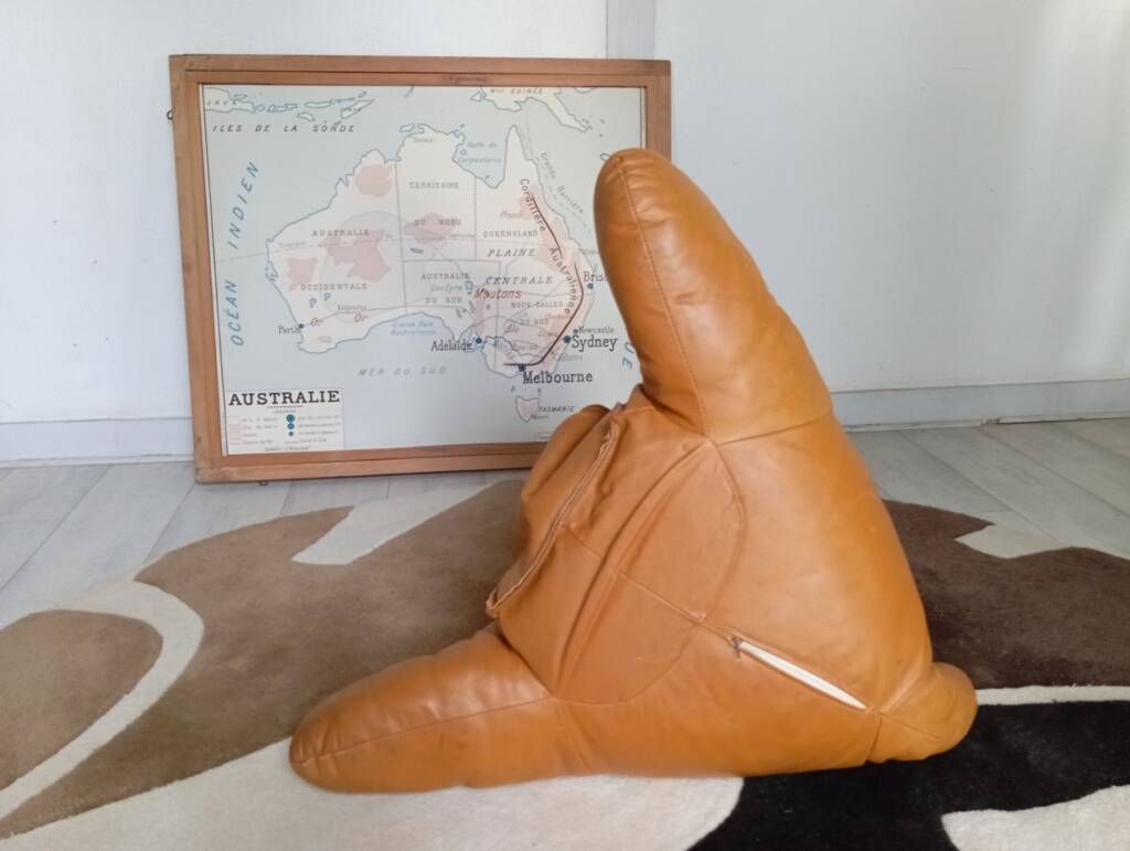 Kangaroo leather magazine rack, 1960s