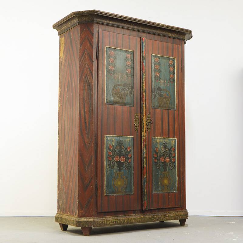 Painted Folk Art Bridal Cupboard