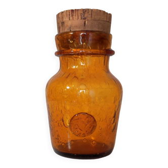La Rochère amber & bubbled glass jar