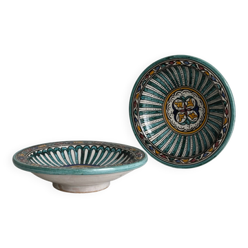 2 antique handmade ceramic dishes