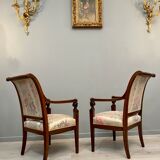 Pair of Mahogany Armchairs Return from Egypt Jacob Period Consulate Late Eighteenth