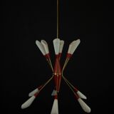Mid-Century 12 lights chandelier in the manner of Stilnovo. Italy 1950s