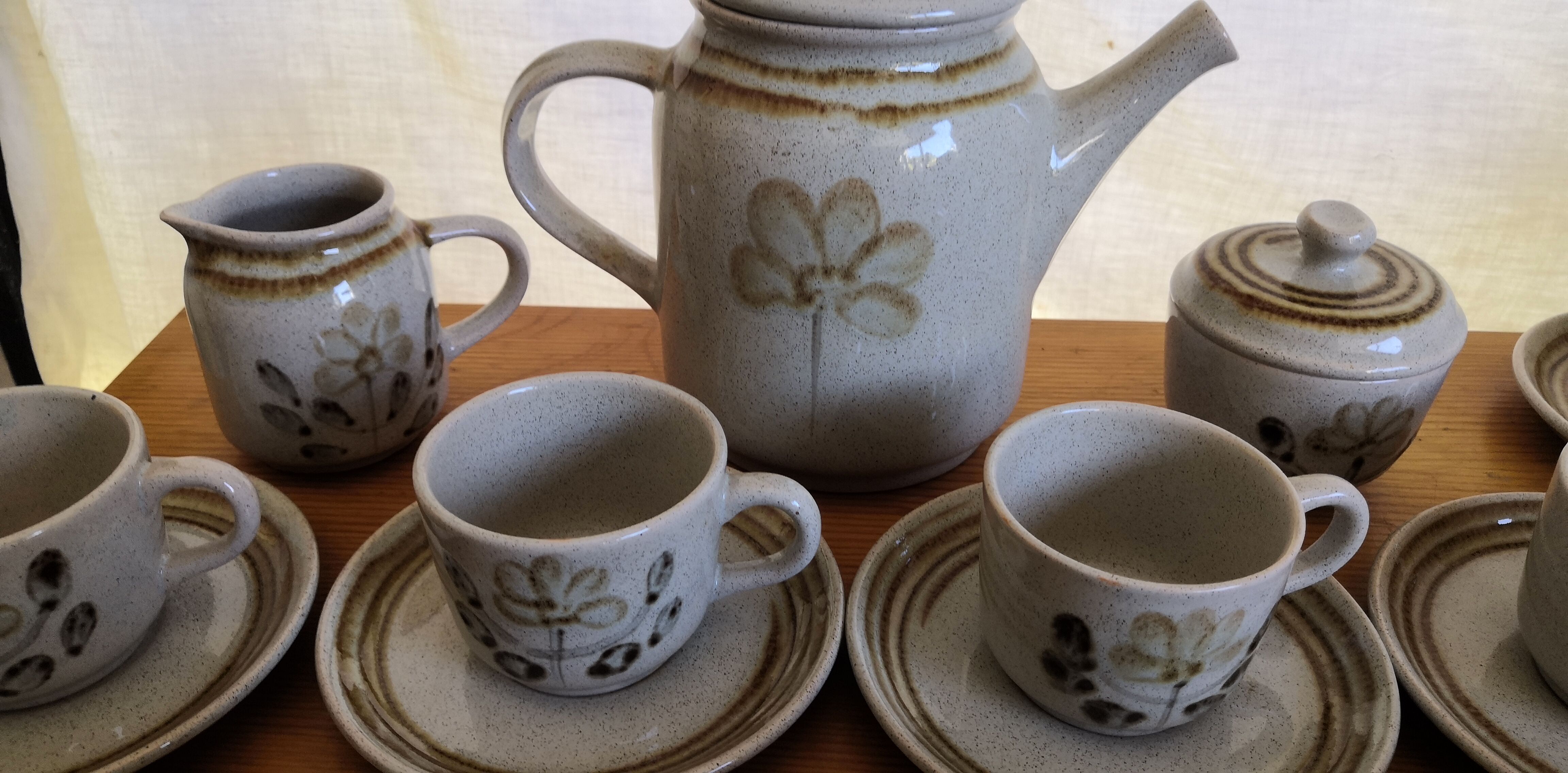 Service à café grès "Atelier d'art de Lorraine" Sarreguemines vintage