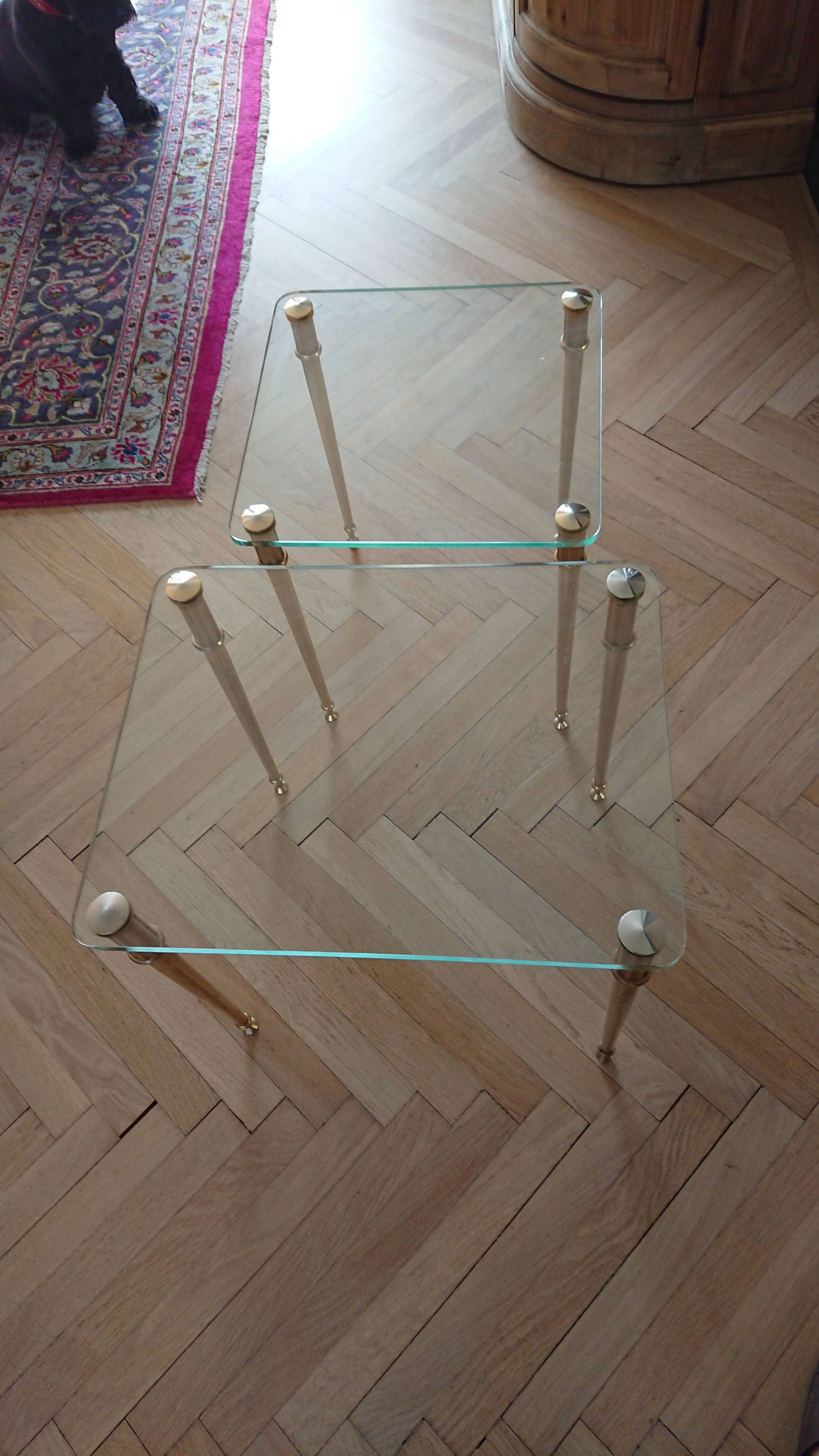 Brass and glass tables