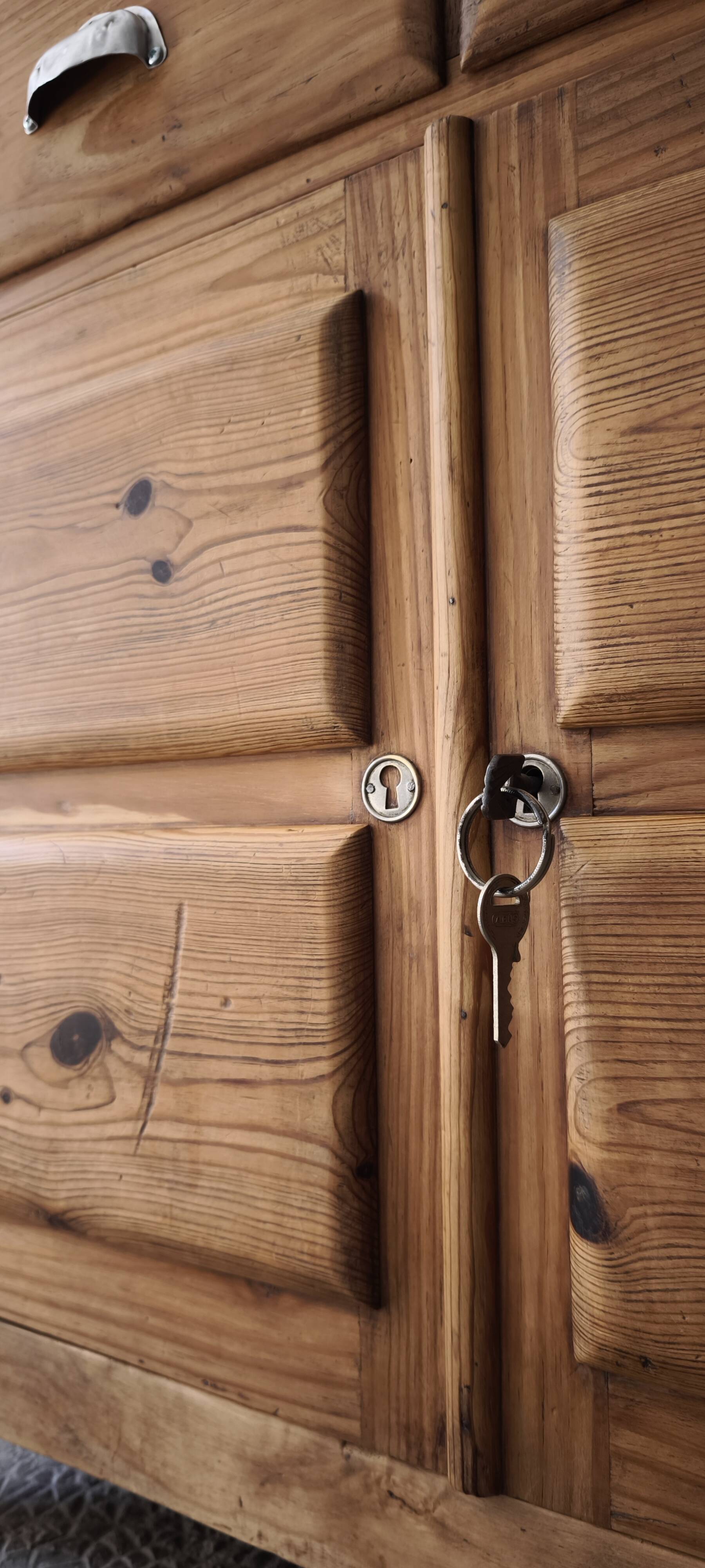 Small antique workshop furniture made of solid wood.