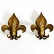 Une paire de grandes appliques murales en métal doré Fleur-de-Lis des années 1970 par Hans Kögl.